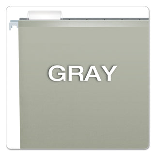 Colored Reinforced Hanging Folders, Letter Size, 1/5-Cut Tabs, Gray, 25/Box