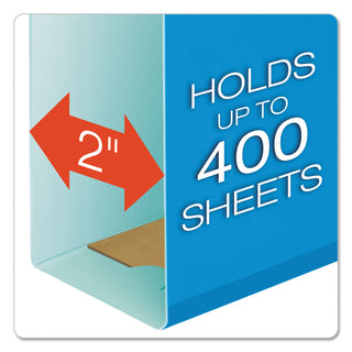 Extra Capacity Reinforced Hanging File Folders with Box Bottom, 2" Capacity, Letter Size, 1/5-Cut Tabs, Blue, 25/Box