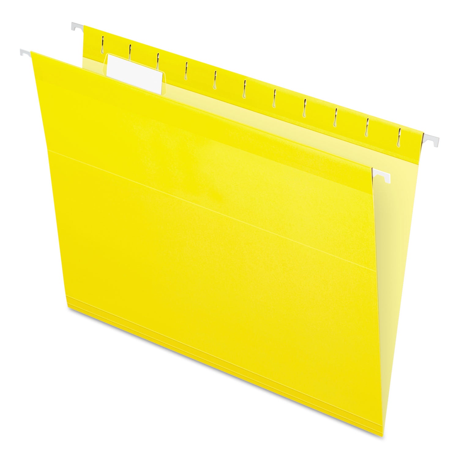 Colored Reinforced Hanging Folders, Letter Size, 1/5-Cut Tabs, Yellow, 25/Box - 