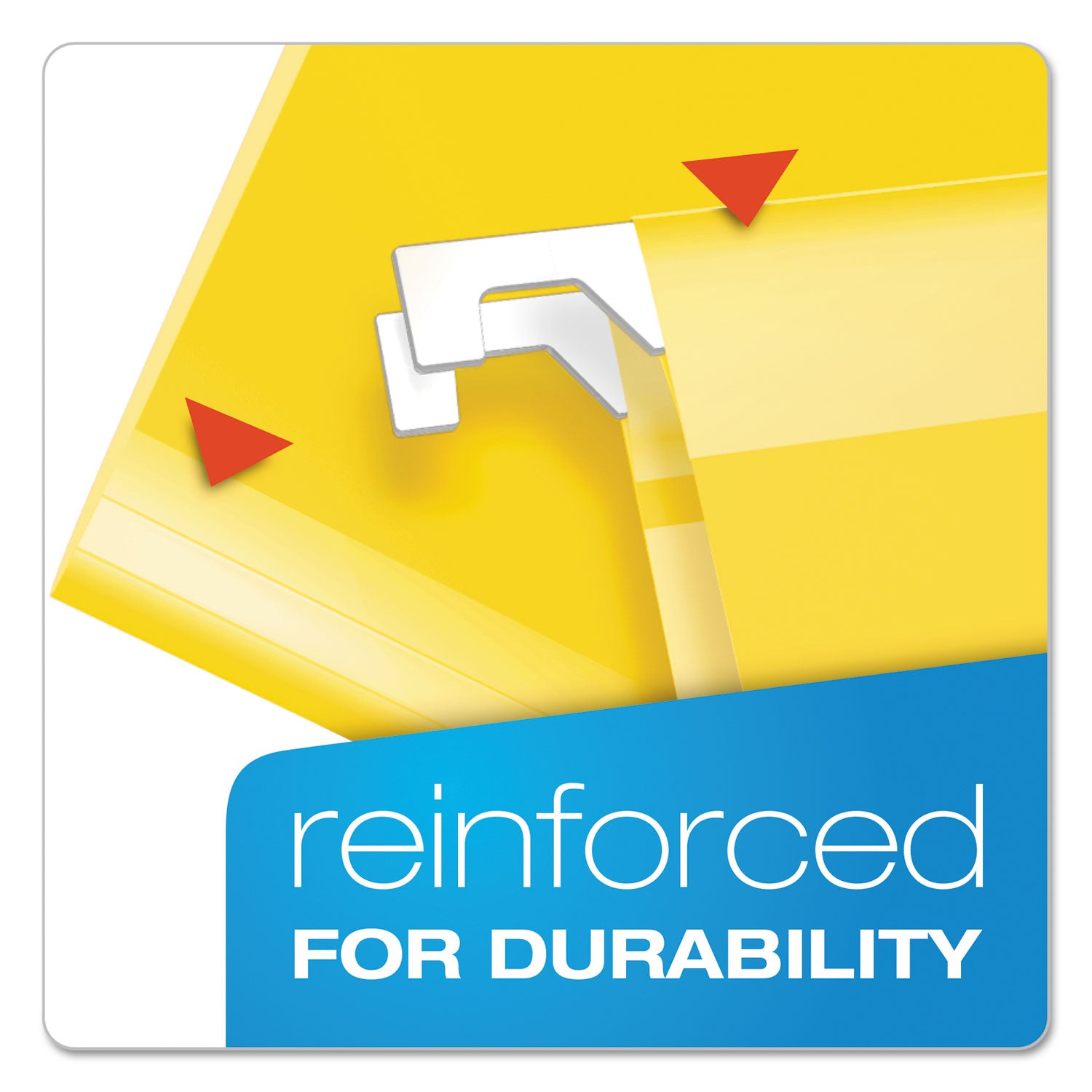 Extra Capacity Reinforced Hanging File Folders with Box Bottom, 2" Capacity, Letter Size, 1/5-Cut Tabs, Yellow, 25/Box - 