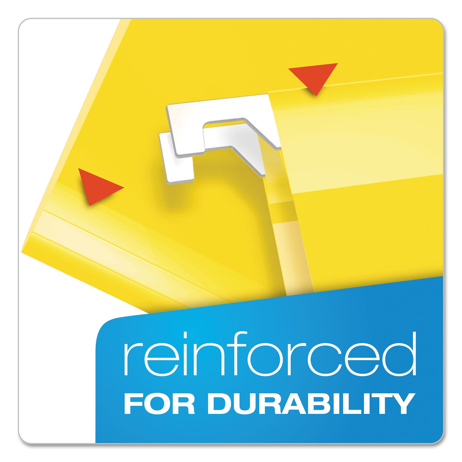 Extra Capacity Reinforced Hanging File Folders with Box Bottom, 2" Capacity, Legal Size, 1/5-Cut Tabs, Yellow, 25/Box - 