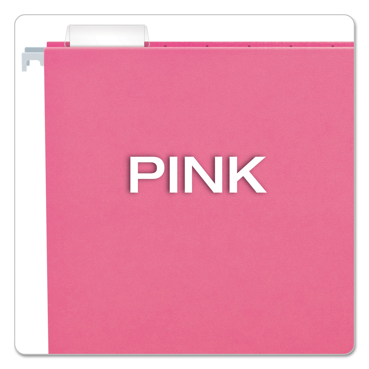 Colored Hanging Folders, Letter Size, 1/5-Cut Tabs, Pink, 25/Box - 