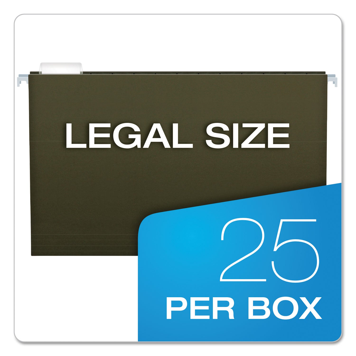 Standard Green Hanging Folders, Legal Size, 1/5-Cut Tabs, Standard Green, 25/Box - 
