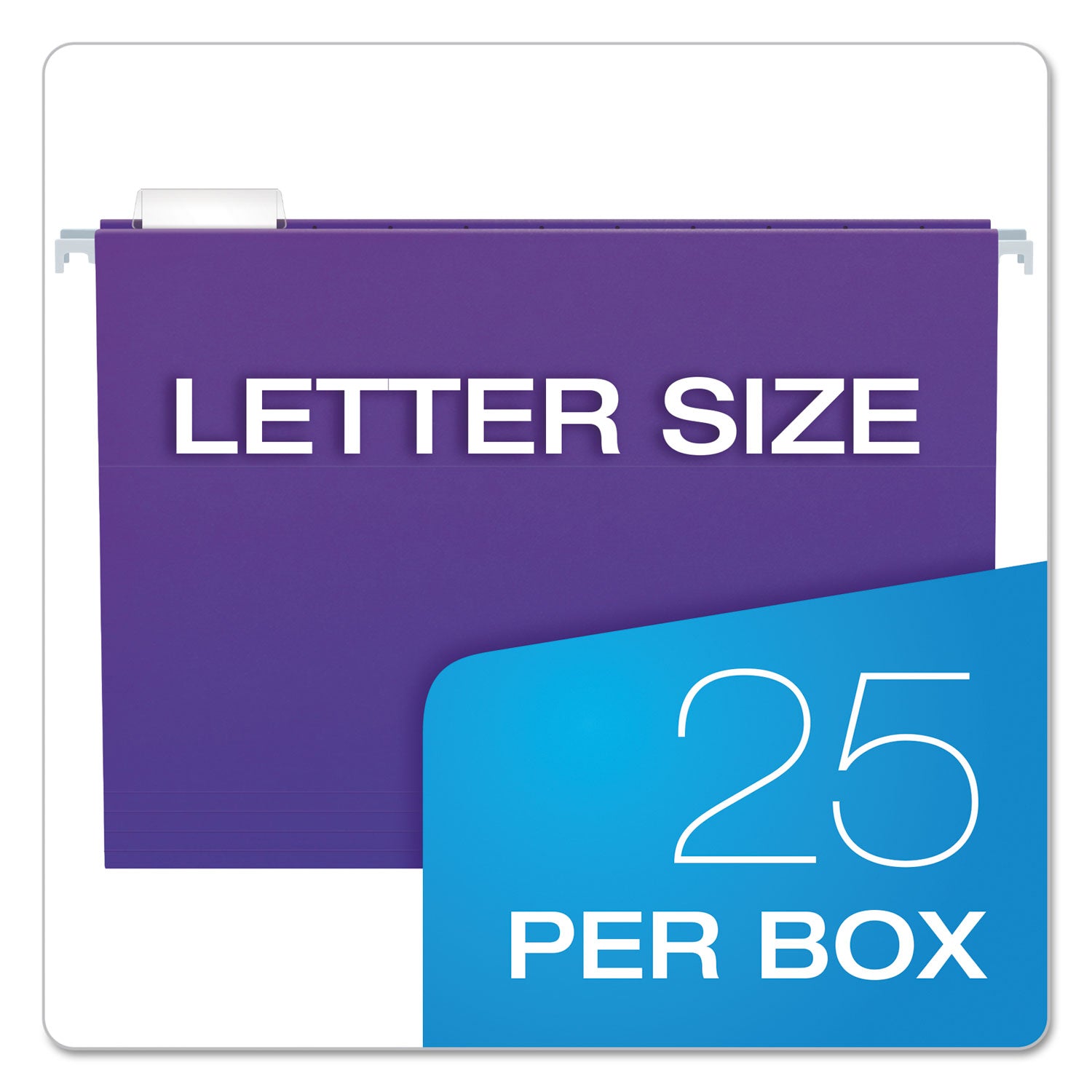 Colored Hanging Folders, Letter Size, 1/5-Cut Tabs, Violet, 25/Box - 