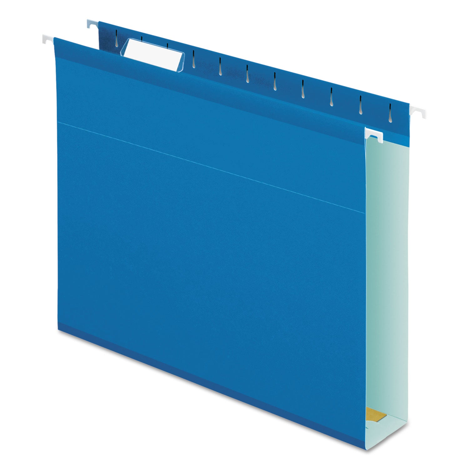 Extra Capacity Reinforced Hanging File Folders with Box Bottom, 2" Capacity, Letter Size, 1/5-Cut Tabs, Blue, 25/Box - 