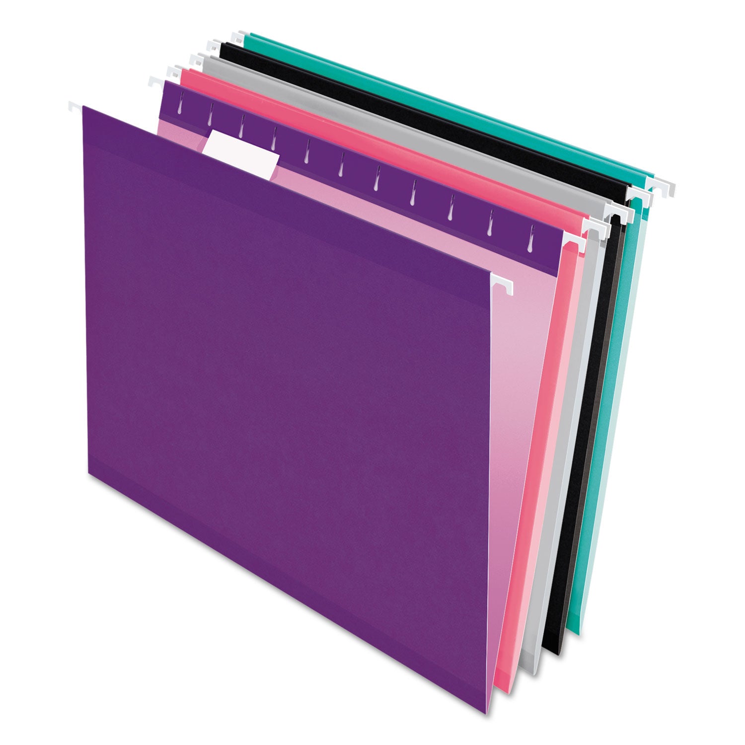 Colored Reinforced Hanging Folders, Letter Size, 1/5-Cut Tabs, Assorted Bold Colors, 25/Box - 