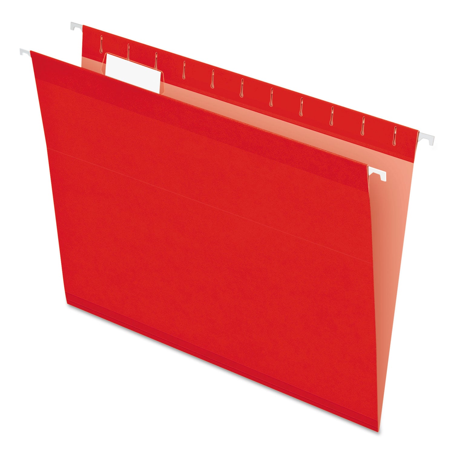 Colored Reinforced Hanging Folders, Letter Size, 1/5-Cut Tabs, Red, 25/Box - 