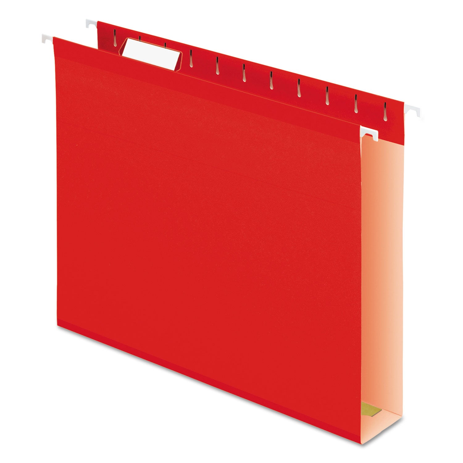 Extra Capacity Reinforced Hanging File Folders with Box Bottom, 2" Capacity, Letter Size, 1/5-Cut Tabs, Red, 25/Box - 