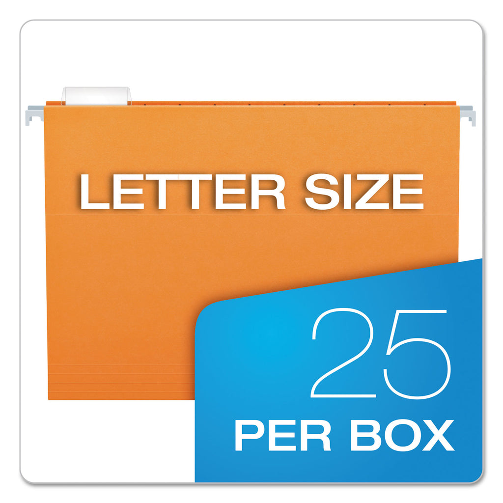 Colored Hanging Folders, Letter Size, 1/5-Cut Tabs, Orange, 25/Box