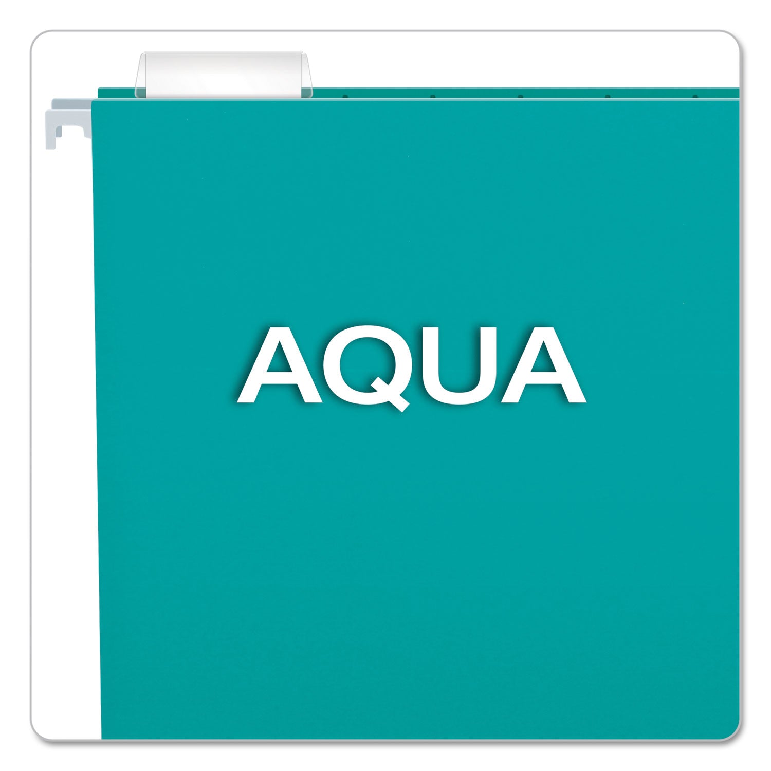 Colored Hanging Folders, Letter Size, 1/5-Cut Tabs, Aqua, 25/Box