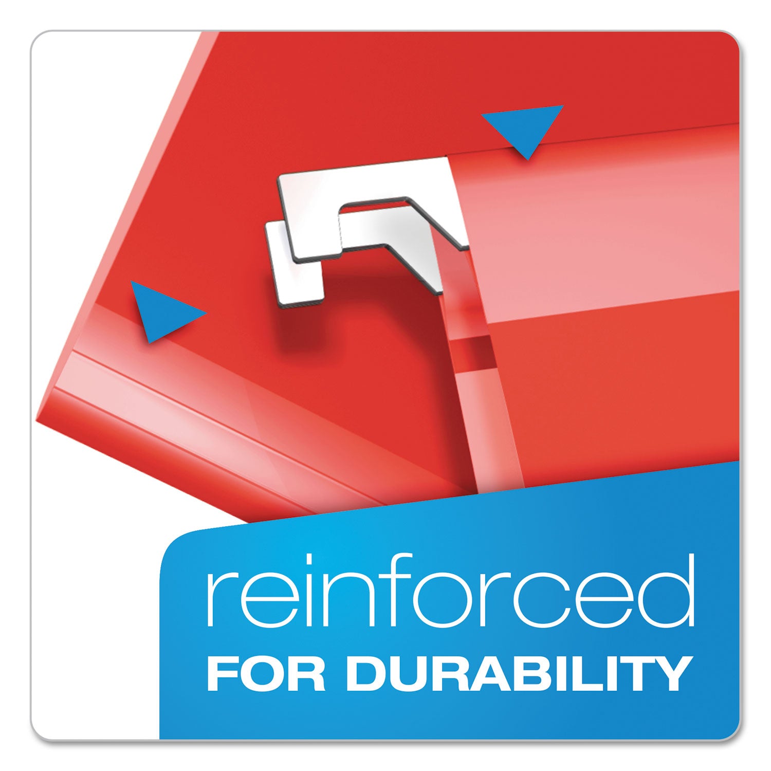Extra Capacity Reinforced Hanging File Folders with Box Bottom, 2" Capacity, Letter Size, 1/5-Cut Tabs, Red, 25/Box - 
