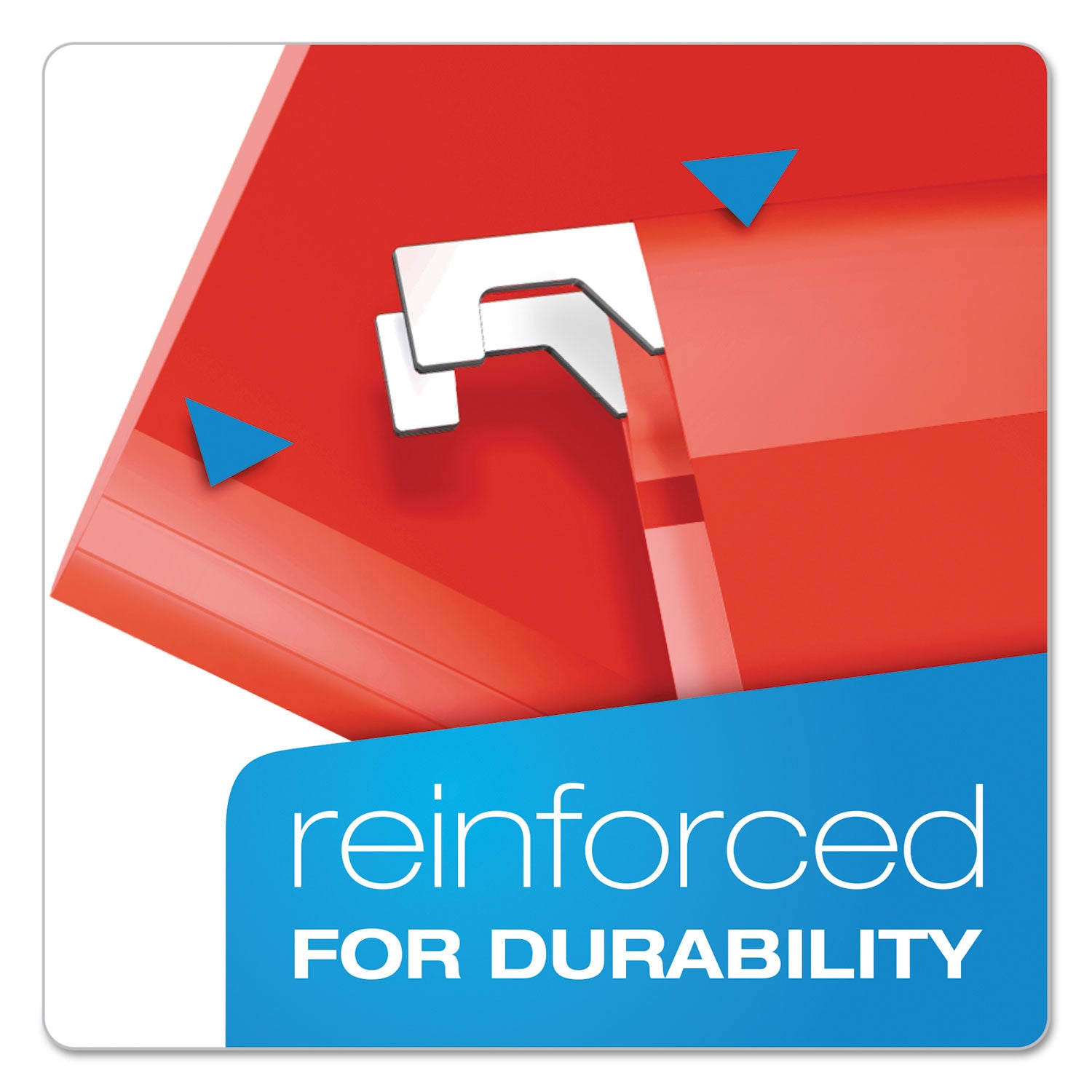 Extra Capacity Reinforced Hanging File Folders with Box Bottom, 2" Capacity, Legal Size, 1/5-Cut Tabs, Red, 25/Box - 