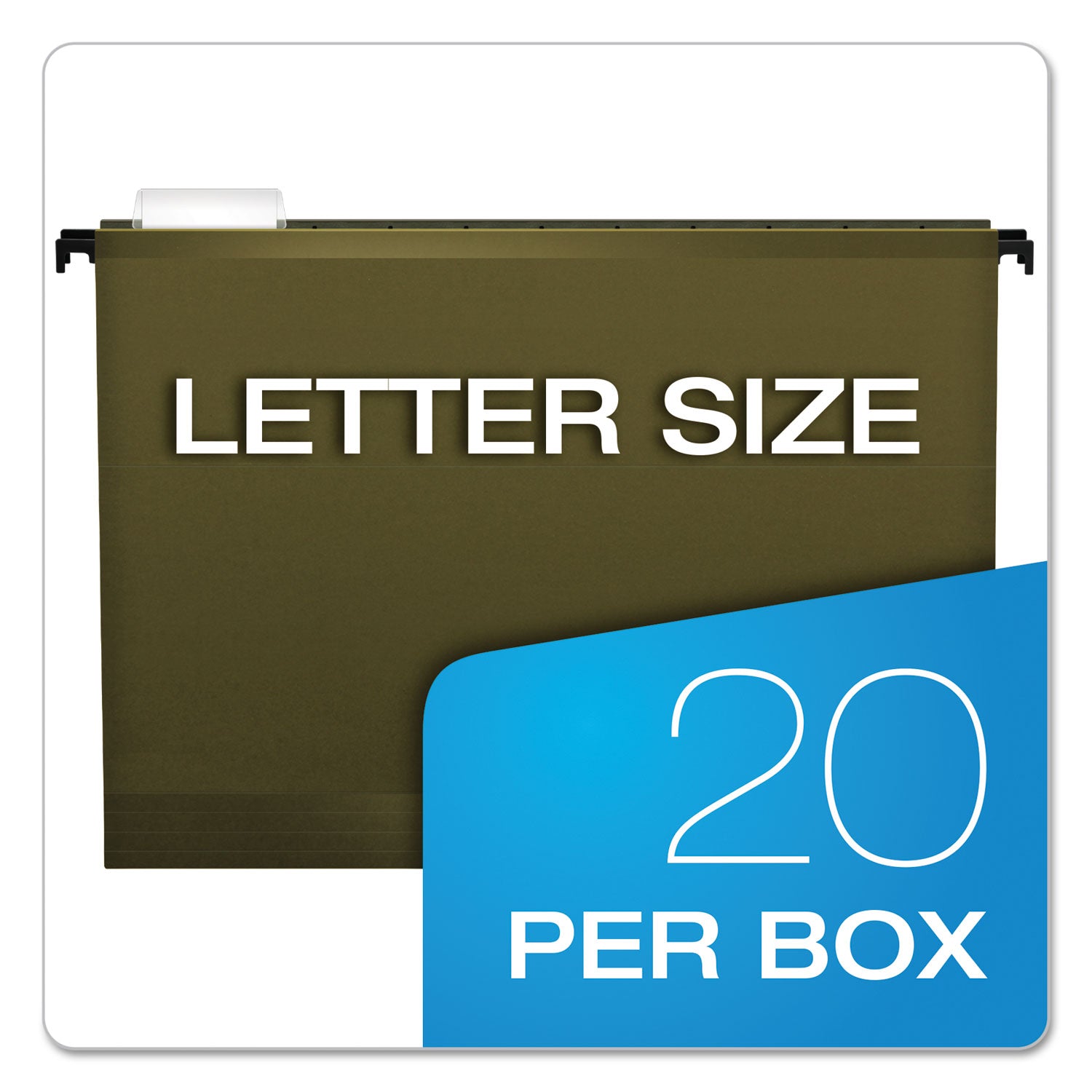 SureHook Hanging Folders, Letter Size, 1/5-Cut Tabs, Standard Green, 20/Box - 