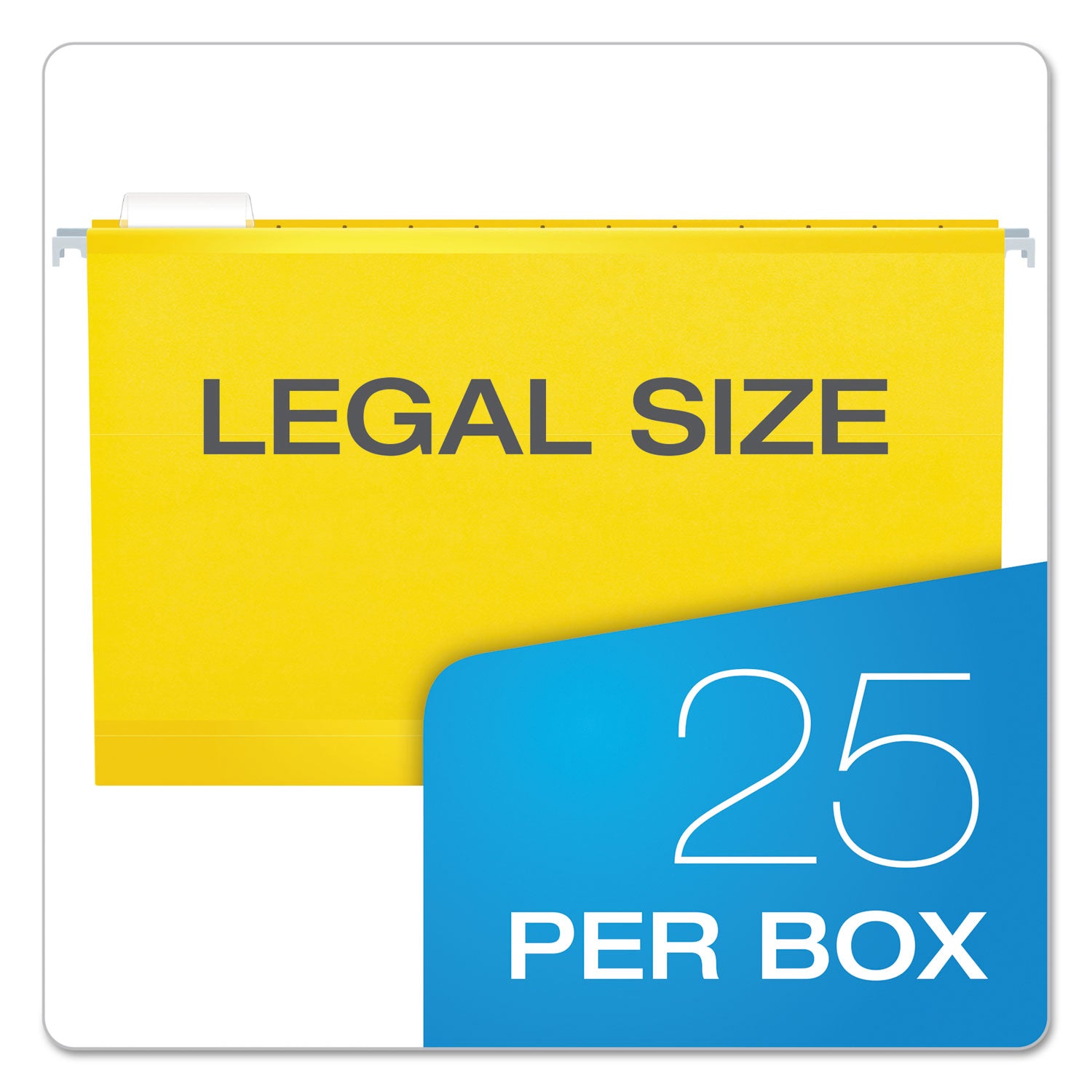 Extra Capacity Reinforced Hanging File Folders with Box Bottom, 2" Capacity, Legal Size, 1/5-Cut Tabs, Yellow, 25/Box - 