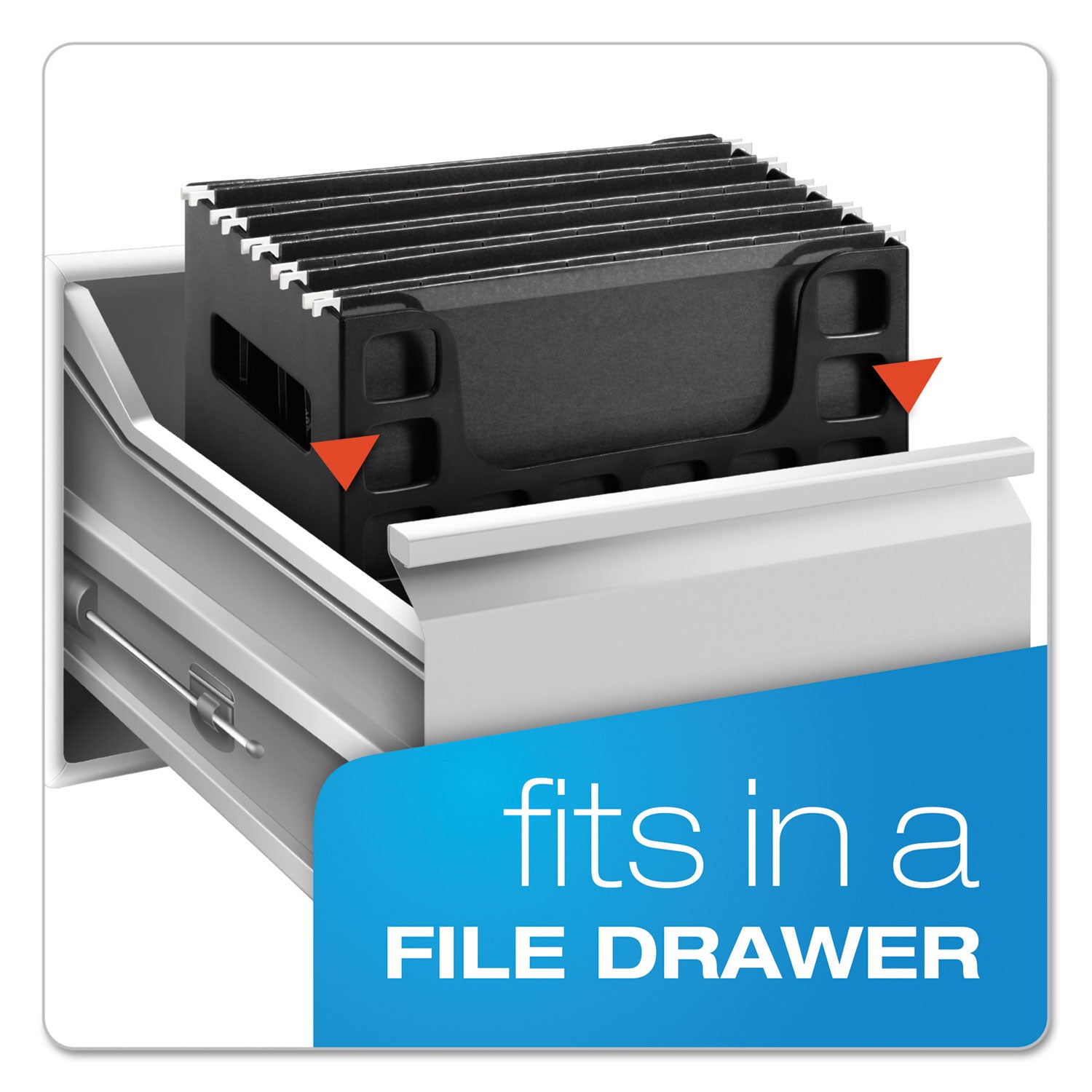 Desktop File With Hanging Folders, Letter Size, 6" Long, Black - 