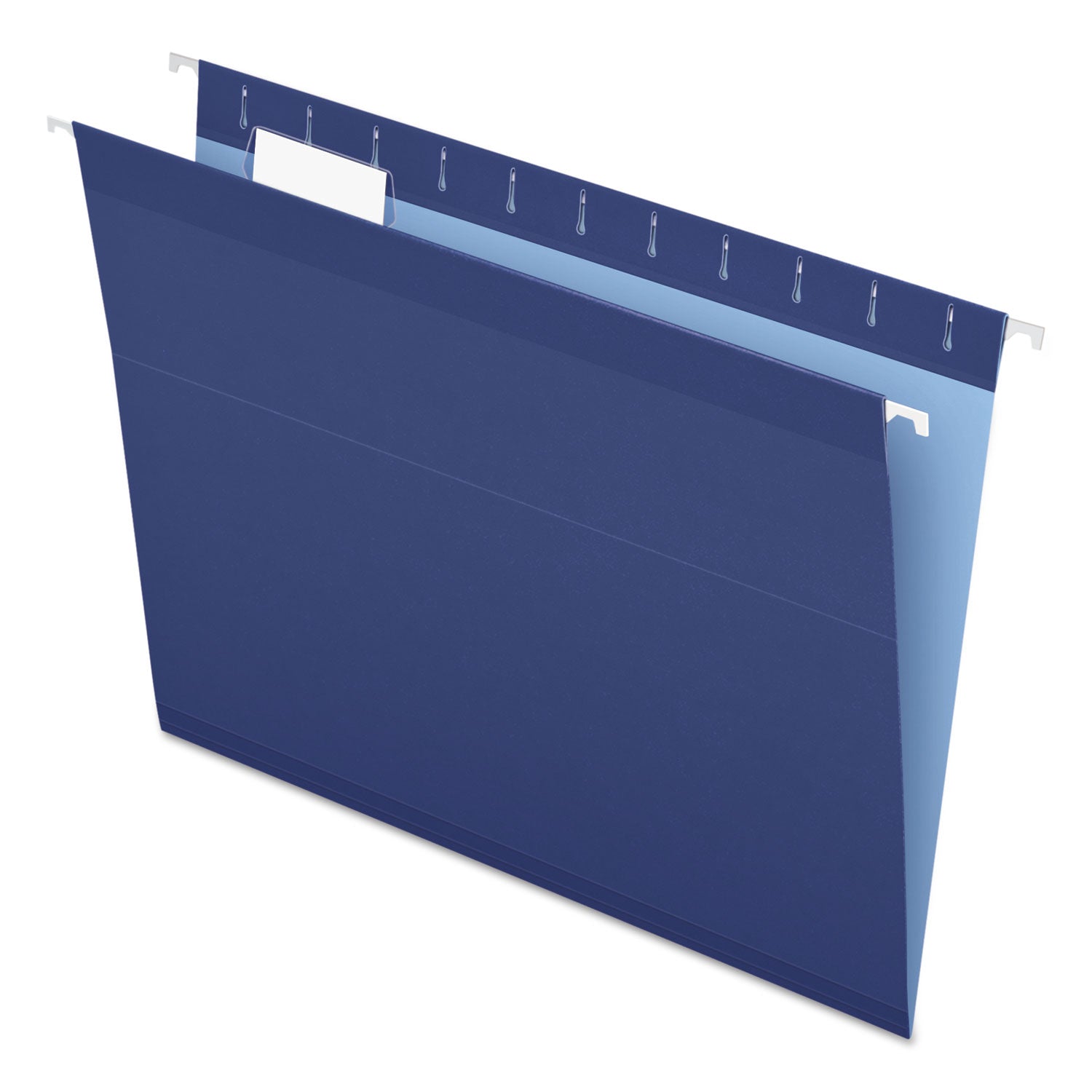 Colored Reinforced Hanging Folders, Letter Size, 1/5-Cut Tabs, Navy, 25/Box - 