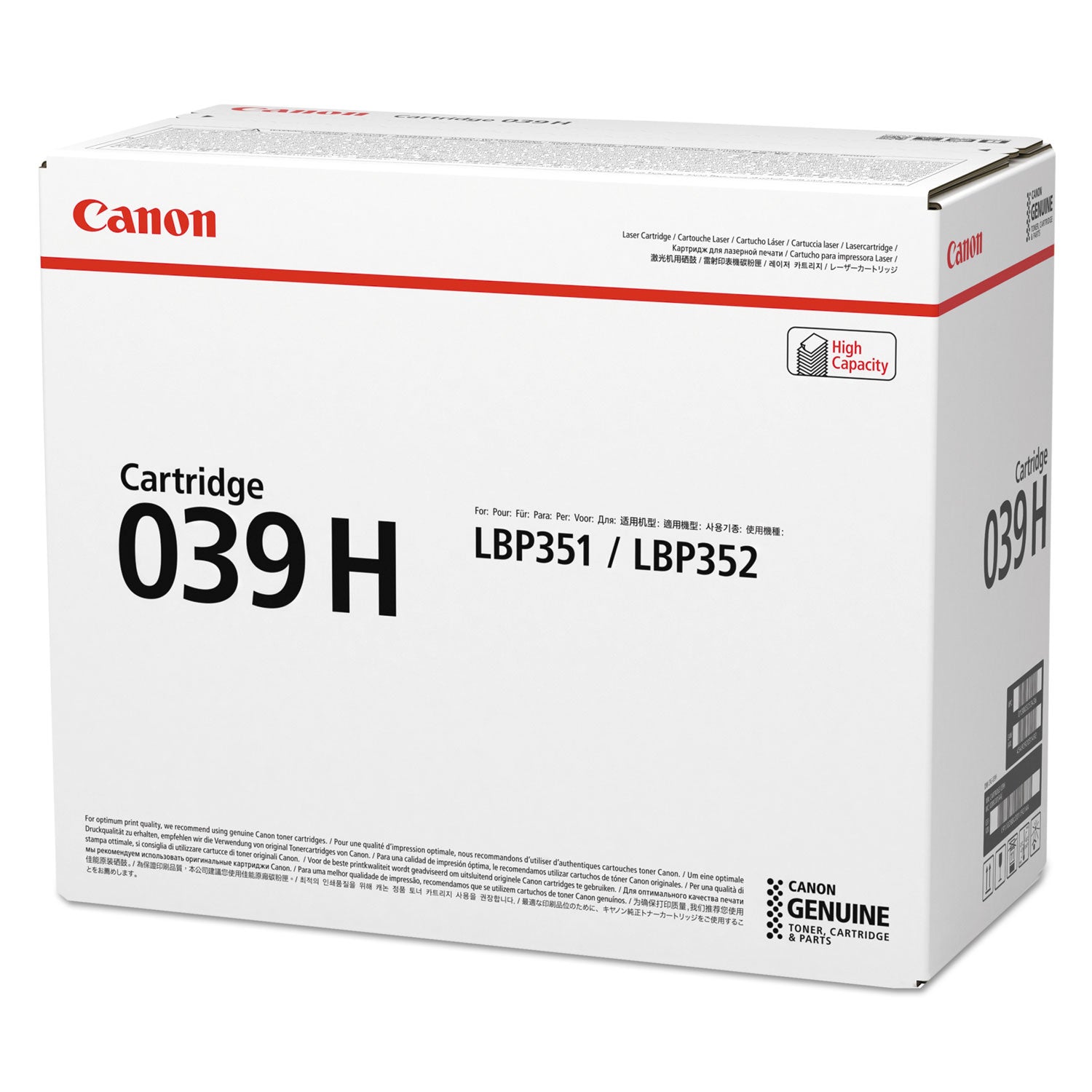 Canon 039H Original Toner Cartridge - Laser - High Yield - 25000 Pages - Black - 1 Each