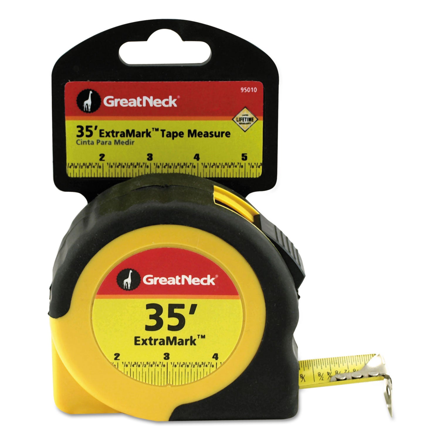 ExtraMark Tape Measure, 1" x 35 ft, Steel, Yellow/Black - 1