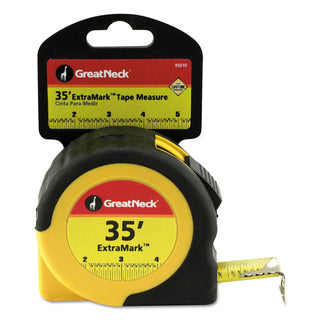 ExtraMark Tape Measure, 1" x 35 ft, Steel, Yellow/Black - 1