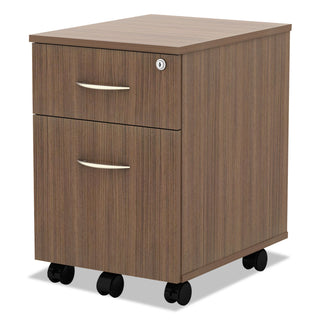 Alera Valencia Series Mobile Pedestal, Left/Right, 2-Drawers: Box/File, Legal/Letter, Modern Walnut, 15.88" x 19.13" x 22.88