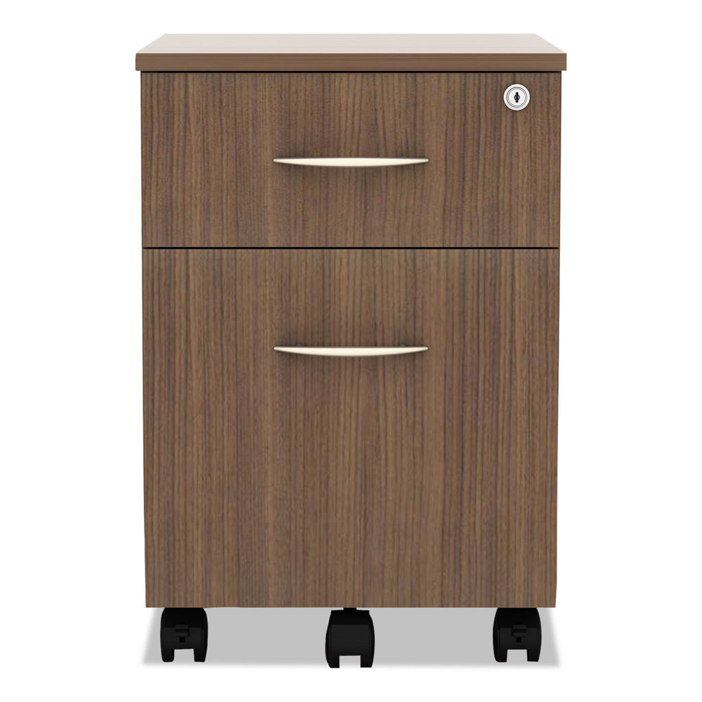 Alera Valencia Series Mobile Pedestal, Left/Right, 2-Drawers: Box/File, Legal/Letter, Modern Walnut, 15.88" x 19.13" x 22.88