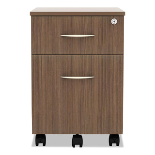 Alera Valencia Series Mobile Pedestal, Left/Right, 2-Drawers: Box/File, Legal/Letter, Modern Walnut, 15.88" x 19.13" x 22.88
