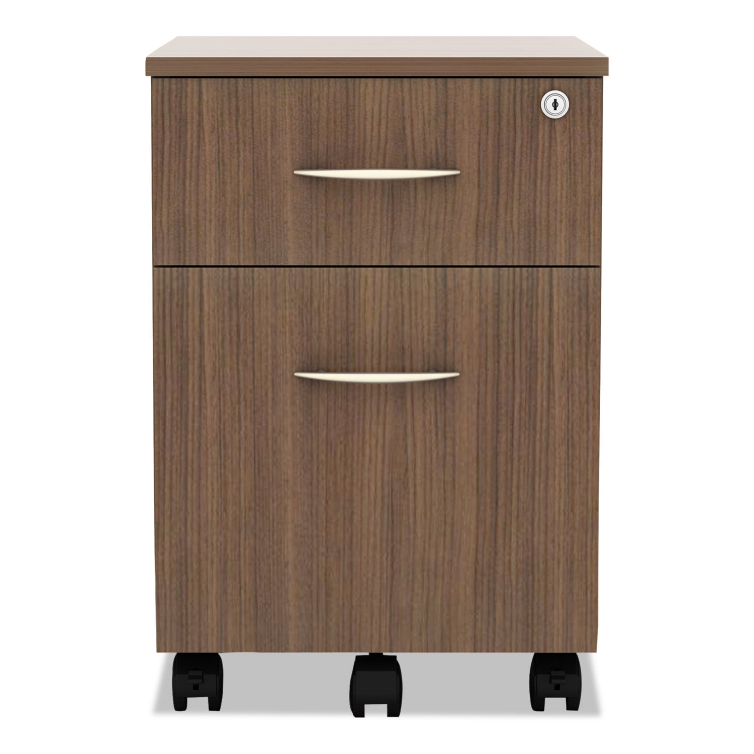 Alera Valencia Series Mobile Pedestal, Left/Right, 2-Drawers: Box/File, Legal/Letter, Modern Walnut, 15.88" x 19.13" x 22.88
