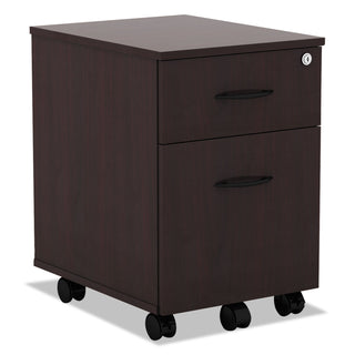 Alera Valencia Series Mobile Pedestal, Left or Right, 2-Drawers: Box/File, Legal/Letter, Mahogany, 15.88" x 19.13" x 22.88