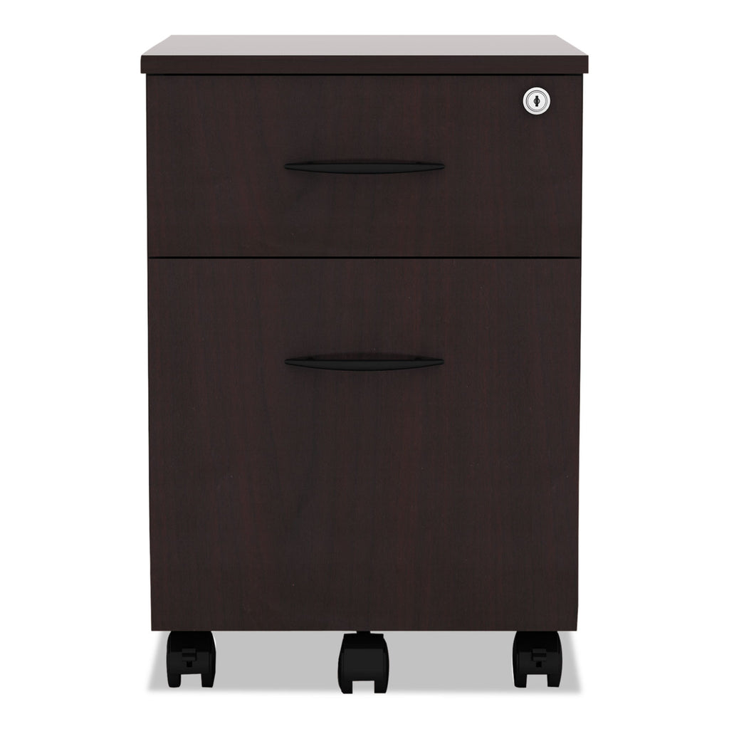 Alera Valencia Series Mobile Pedestal, Left or Right, 2-Drawers: Box/File, Legal/Letter, Mahogany, 15.88" x 19.13" x 22.88