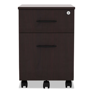 Alera Valencia Series Mobile Pedestal, Left or Right, 2-Drawers: Box/File, Legal/Letter, Mahogany, 15.88" x 19.13" x 22.88