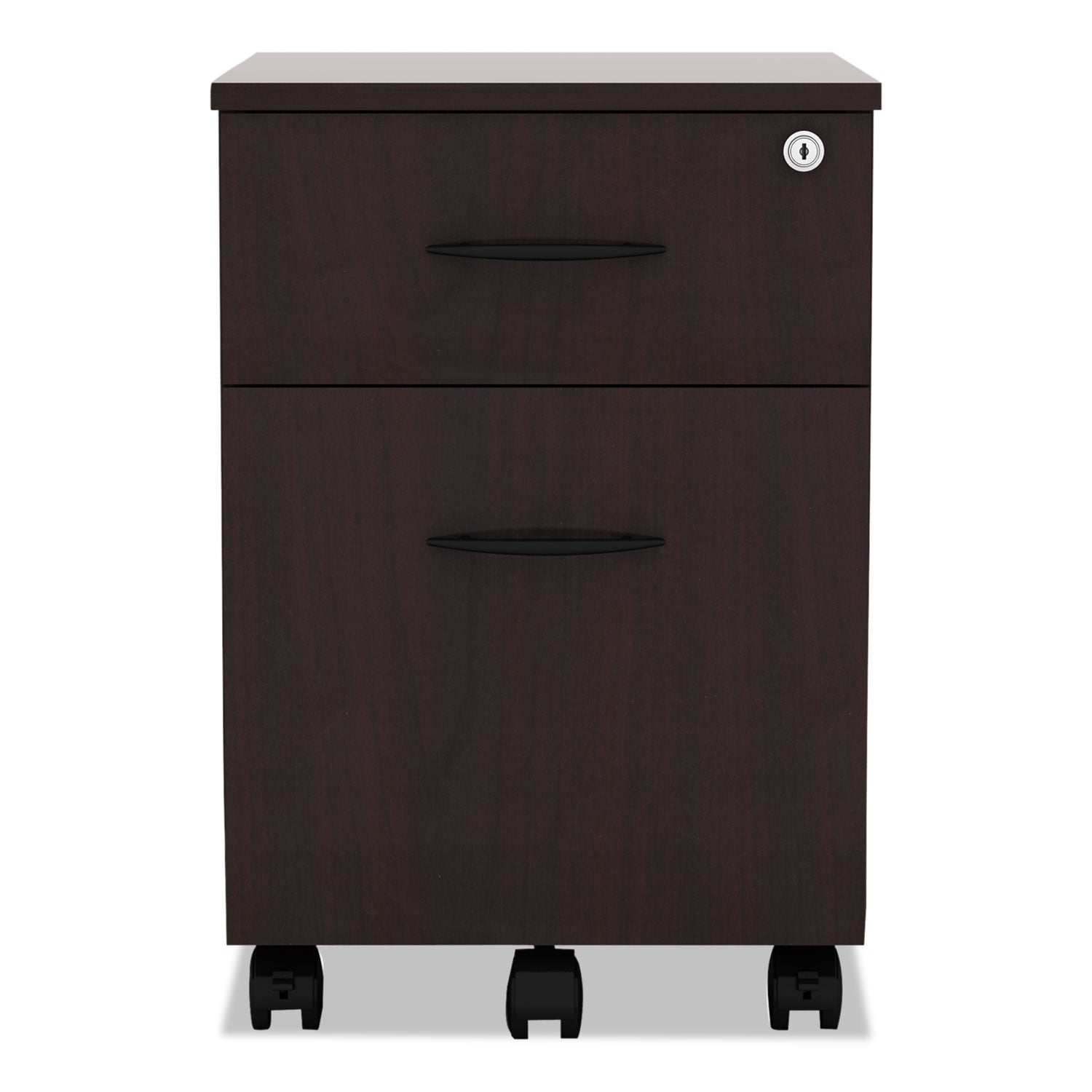 Alera Valencia Series Mobile Pedestal, Left or Right, 2-Drawers: Box/File, Legal/Letter, Mahogany, 15.88" x 19.13" x 22.88