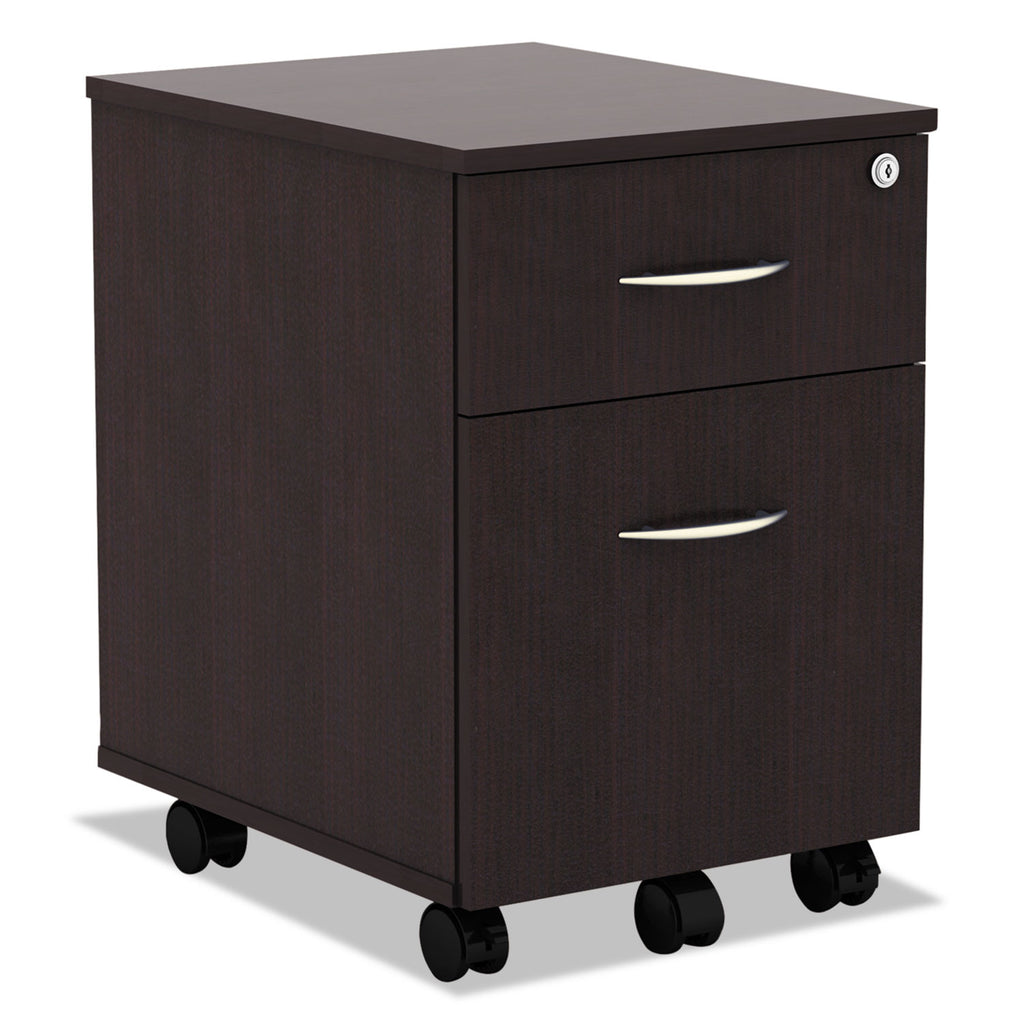 Alera Valencia Series Mobile Pedestal, Left or Right, 2-Drawers: Box/File, Legal/Letter, Espresso, 15.88" x 19.13" x 22.88