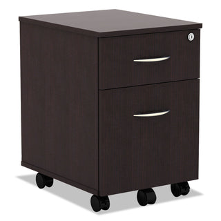 Alera Valencia Series Mobile Pedestal, Left or Right, 2-Drawers: Box/File, Legal/Letter, Espresso, 15.88" x 19.13" x 22.88