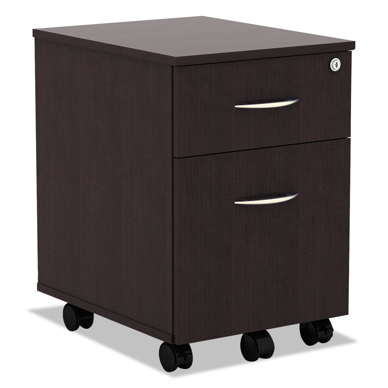Alera Valencia Series Mobile Pedestal, Left or Right, 2-Drawers: Box/File, Legal/Letter, Espresso, 15.88" x 19.13" x 22.88