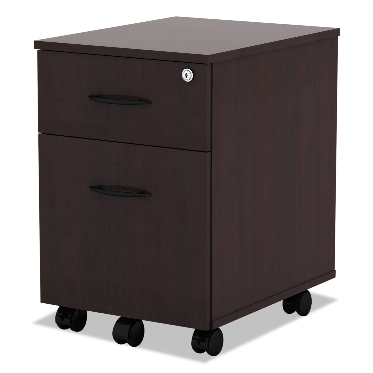 Alera Valencia Series Mobile Pedestal, Left or Right, 2-Drawers: Box/File, Legal/Letter, Mahogany, 15.88" x 19.13" x 22.88