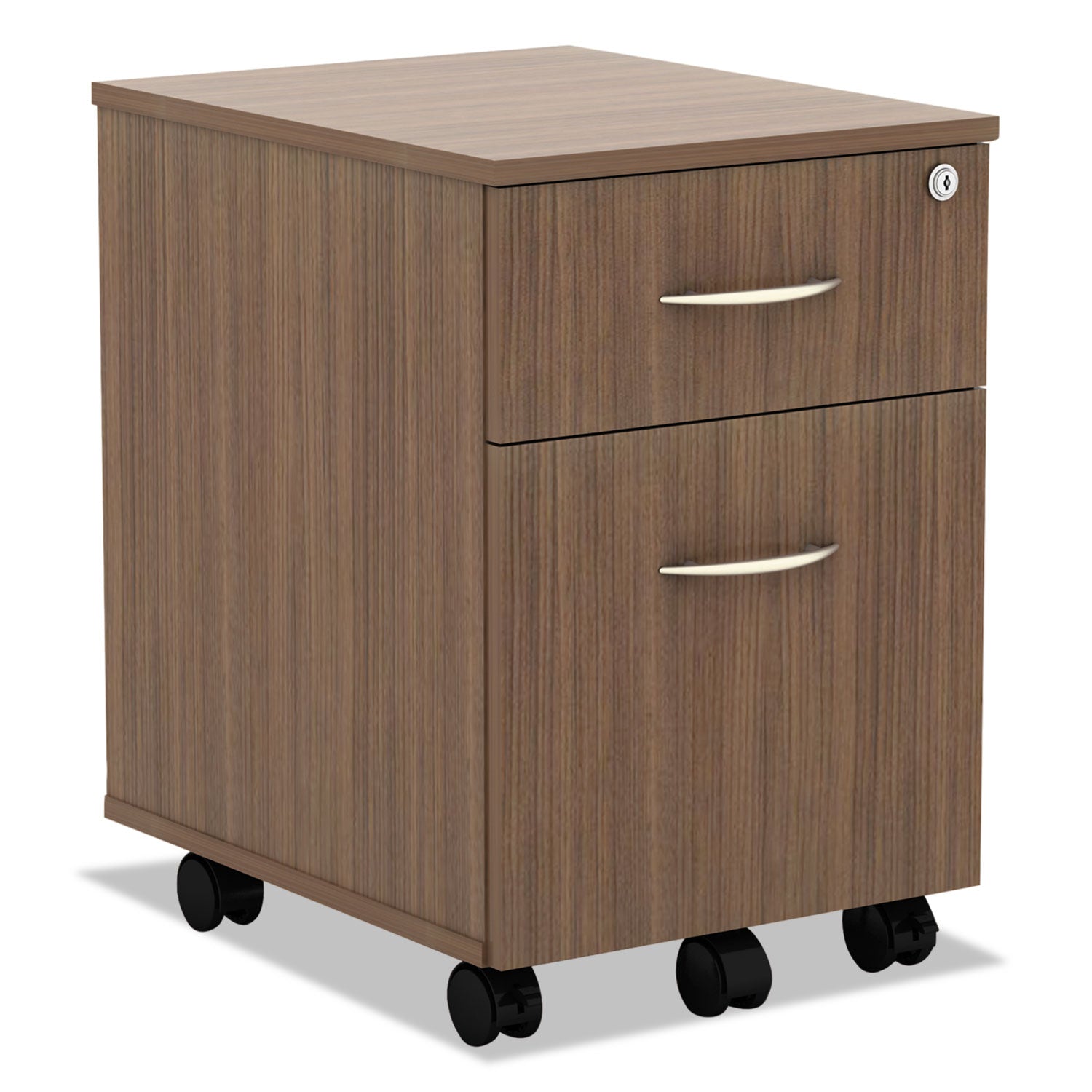 Alera Valencia Series Mobile Pedestal, Left/Right, 2-Drawers: Box/File, Legal/Letter, Modern Walnut, 15.88" x 19.13" x 22.88