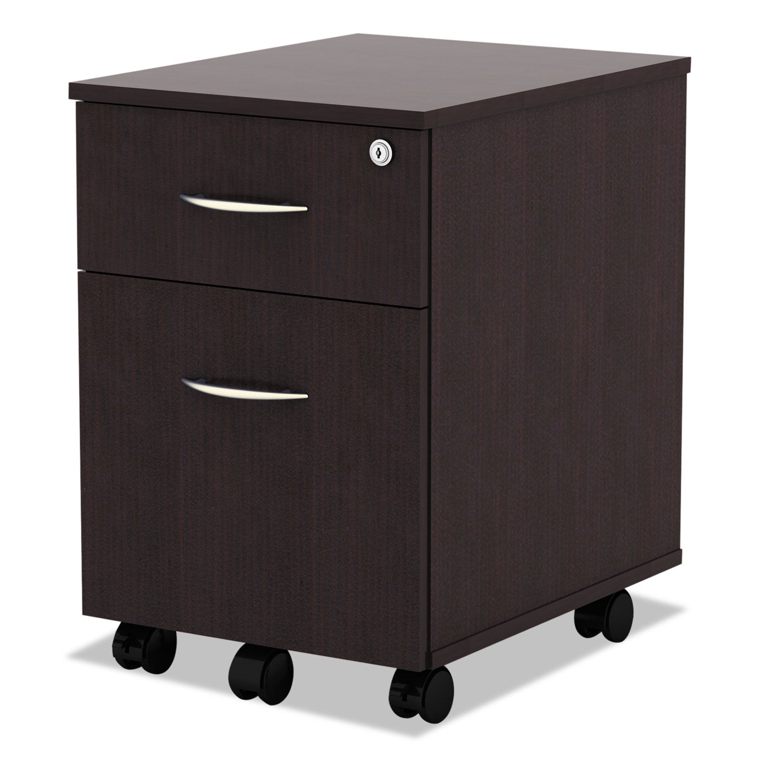 Alera Valencia Series Mobile Pedestal, Left or Right, 2-Drawers: Box/File, Legal/Letter, Espresso, 15.88" x 19.13" x 22.88