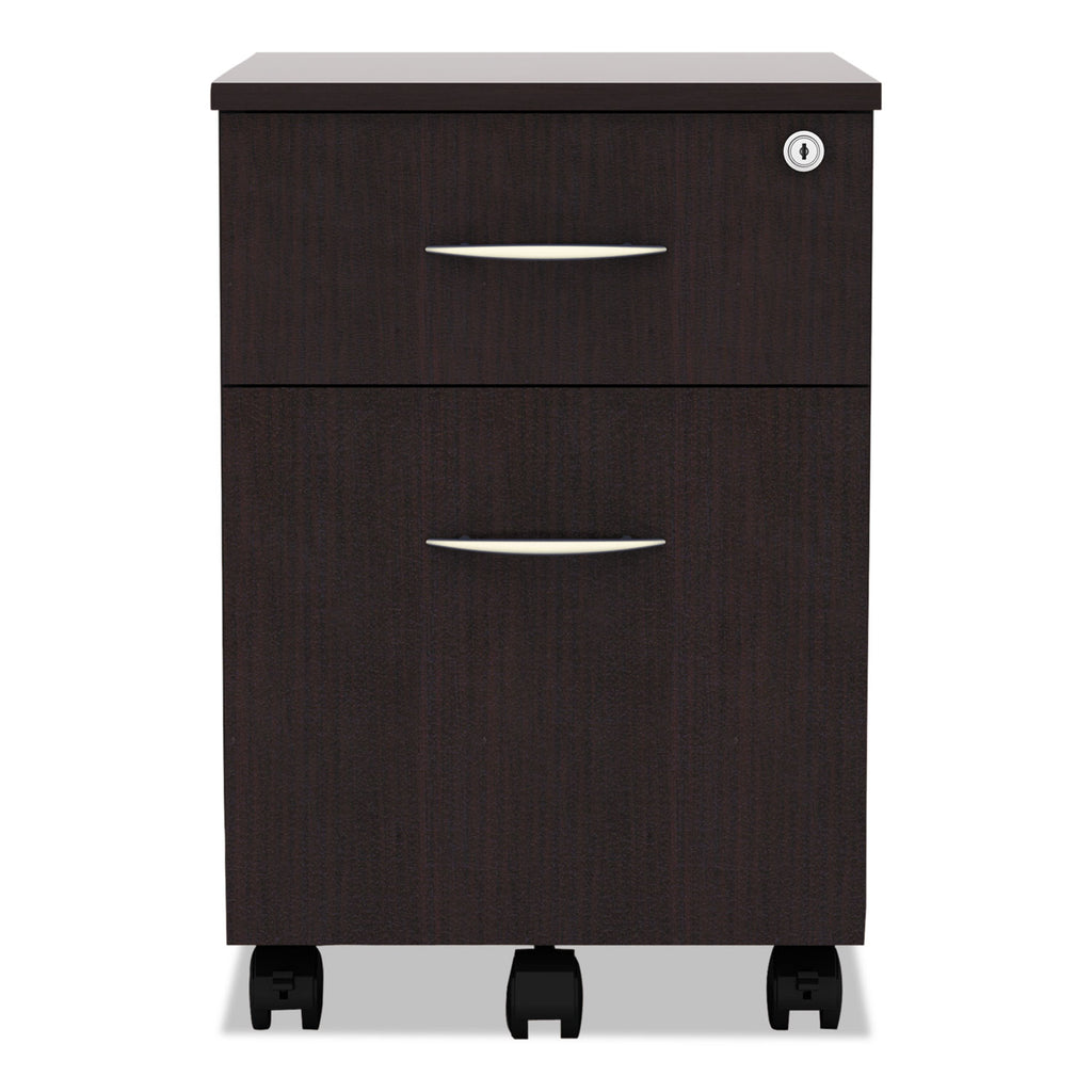 Alera Valencia Series Mobile Pedestal, Left or Right, 2-Drawers: Box/File, Legal/Letter, Espresso, 15.88" x 19.13" x 22.88
