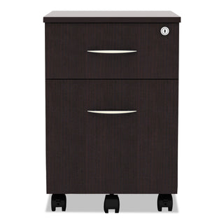 Alera Valencia Series Mobile Pedestal, Left or Right, 2-Drawers: Box/File, Legal/Letter, Espresso, 15.88" x 19.13" x 22.88