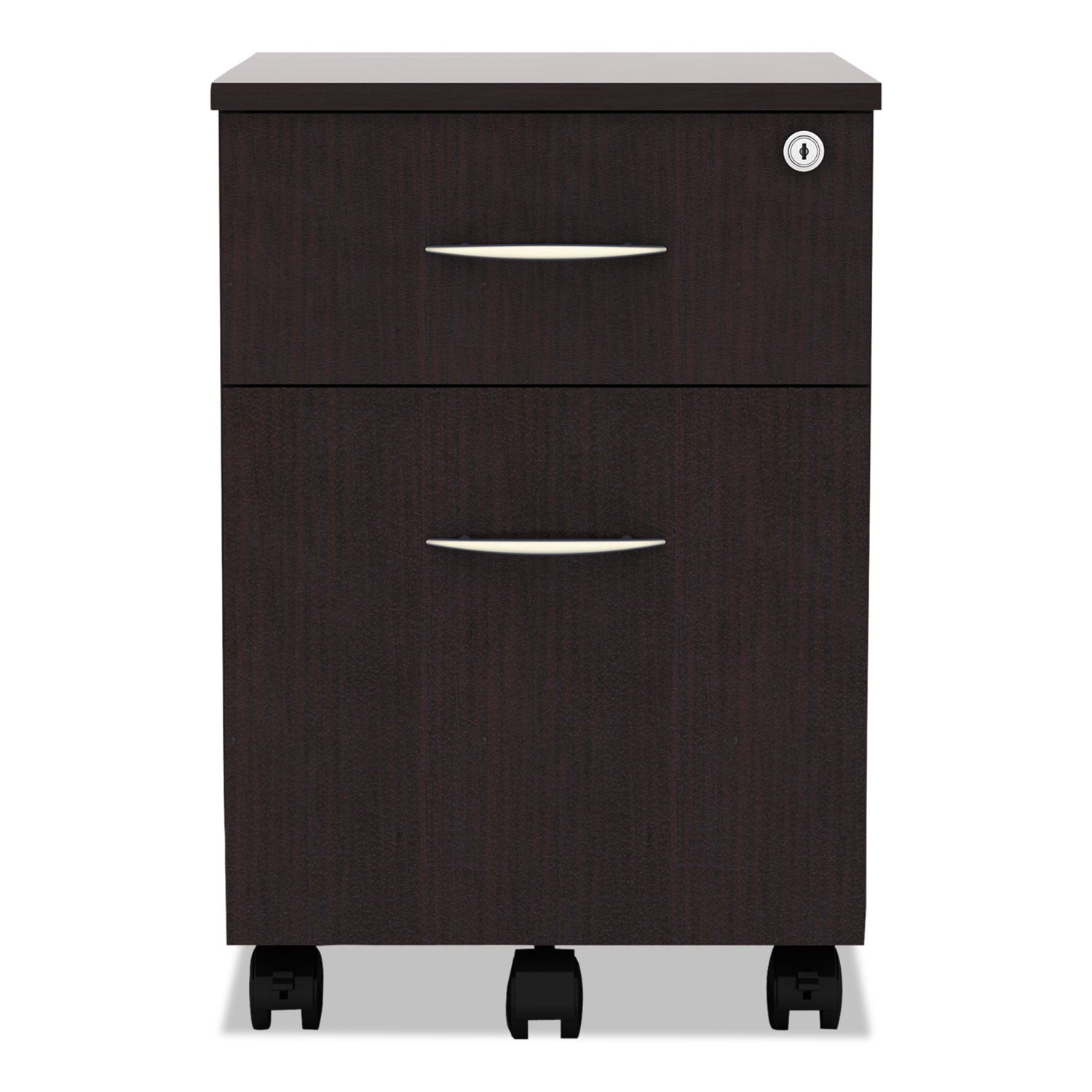 Alera Valencia Series Mobile Pedestal, Left or Right, 2-Drawers: Box/File, Legal/Letter, Espresso, 15.88" x 19.13" x 22.88