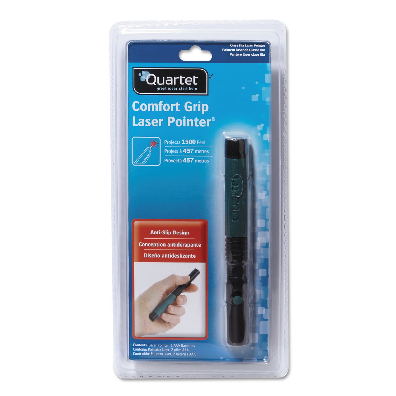 Classic Comfort Laser Pointer, Class 3A, Projects 1,500 ft, Jade Green
