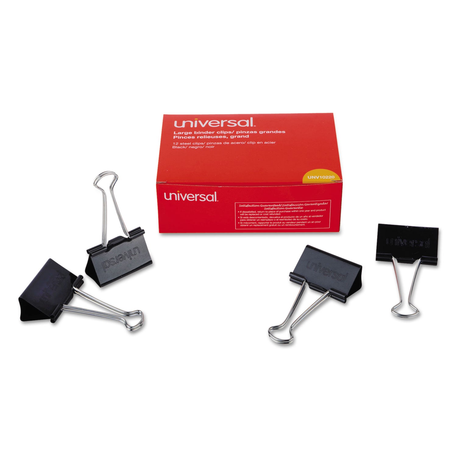 Binder Clips, Large, Black/Silver, 12/Box - 