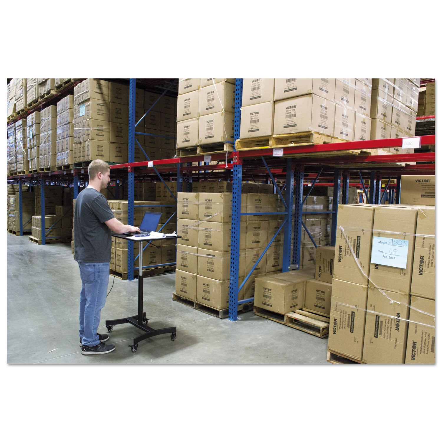 DC500 High Rise Collection Mobile Adjustable Standing Desk, 30.75" x 22" x 29" to 44", Black