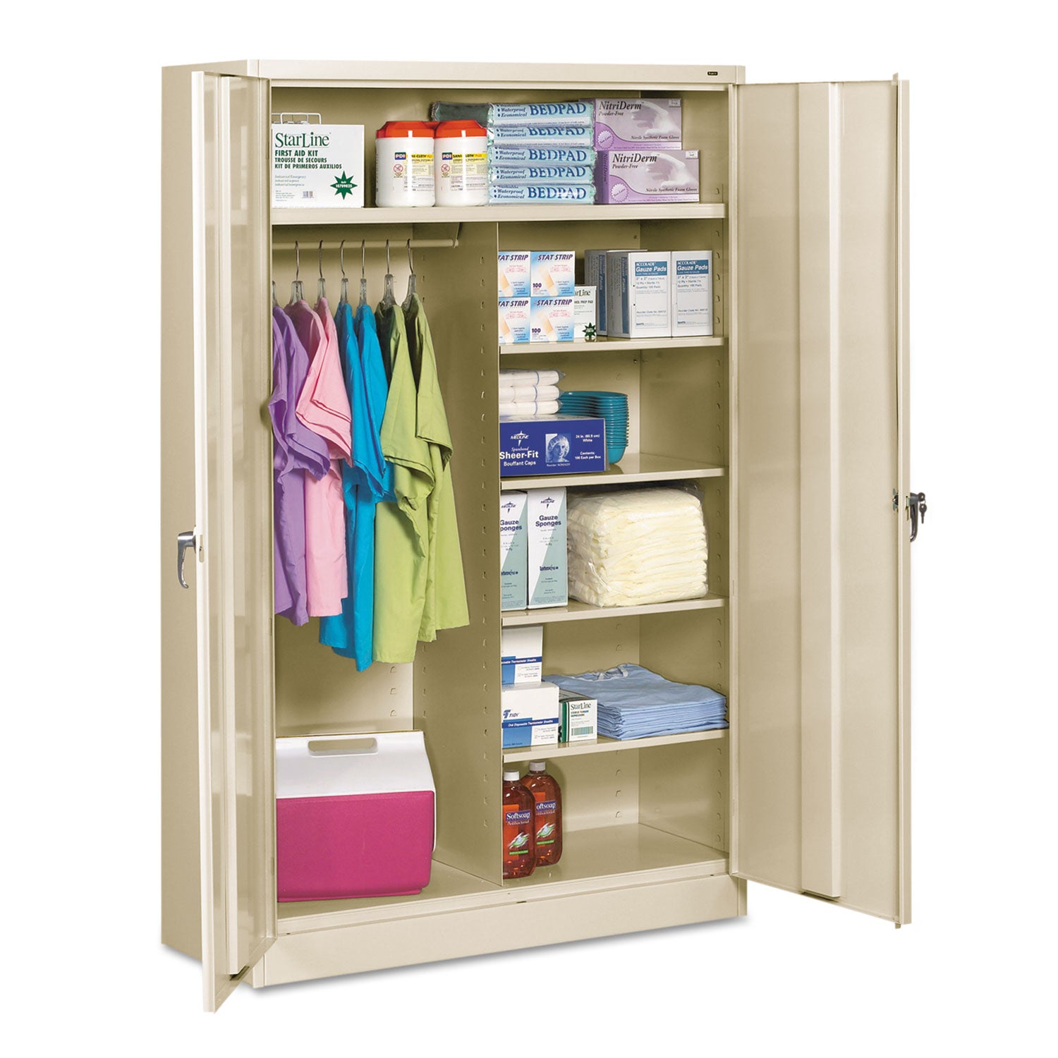 Jumbo Combination Steel Storage Cabinet, 48w x 24d x 78h, Putty - 