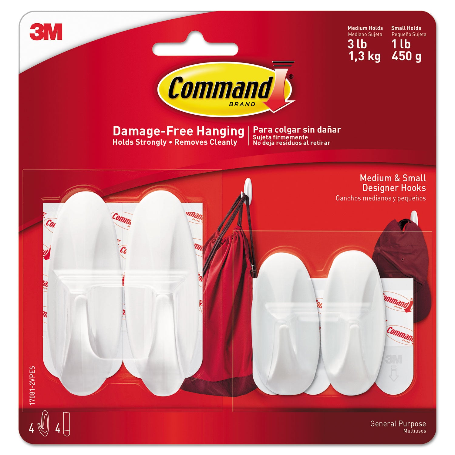 general-purpose-designer-hooks-small-medium-plastic-white-1lb-and-3-lb-capacities-4-hooks-and-4-strips-pack_mmm170812vpes - 1