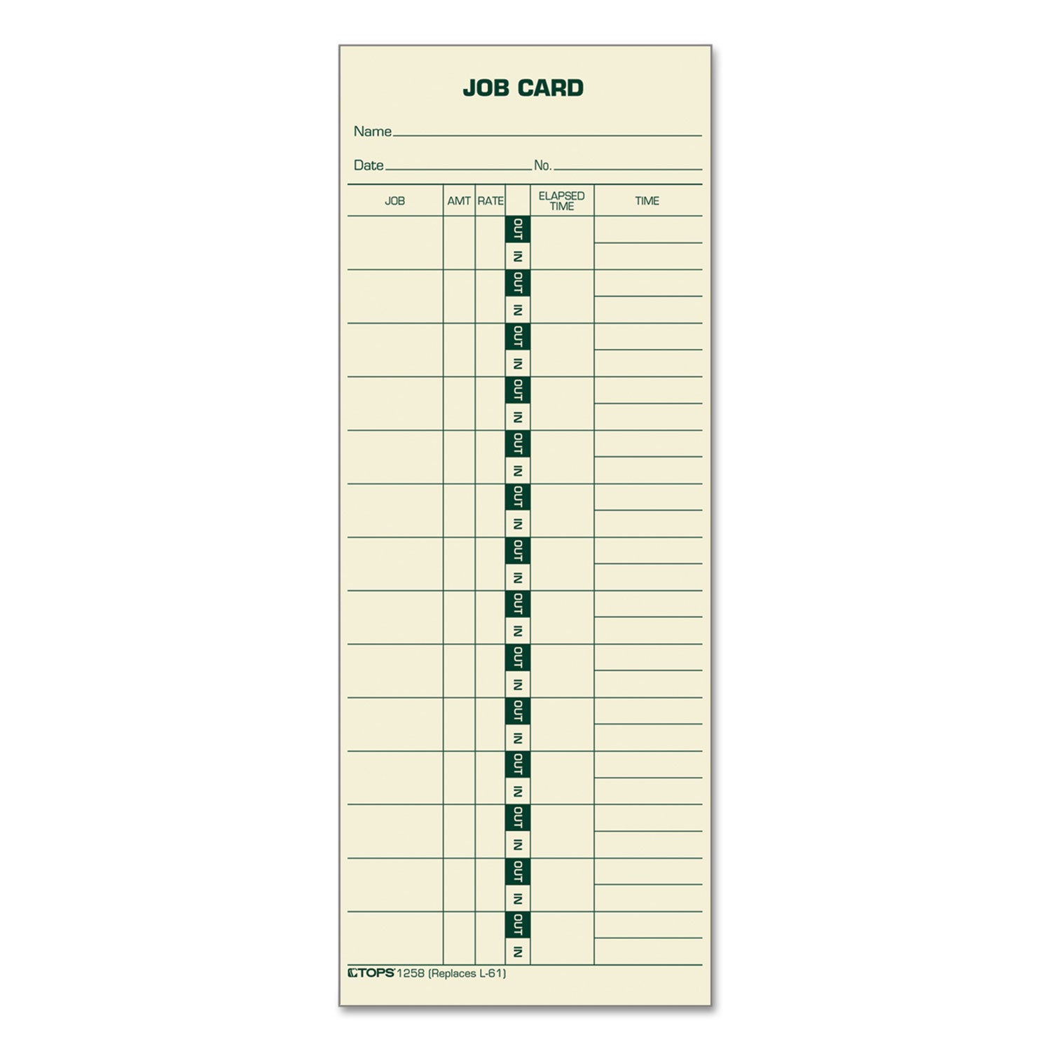 Manilla Job Cards, Replacement for 15-800622/L-61, One Side, 3.5 x 9, 500/Box - 