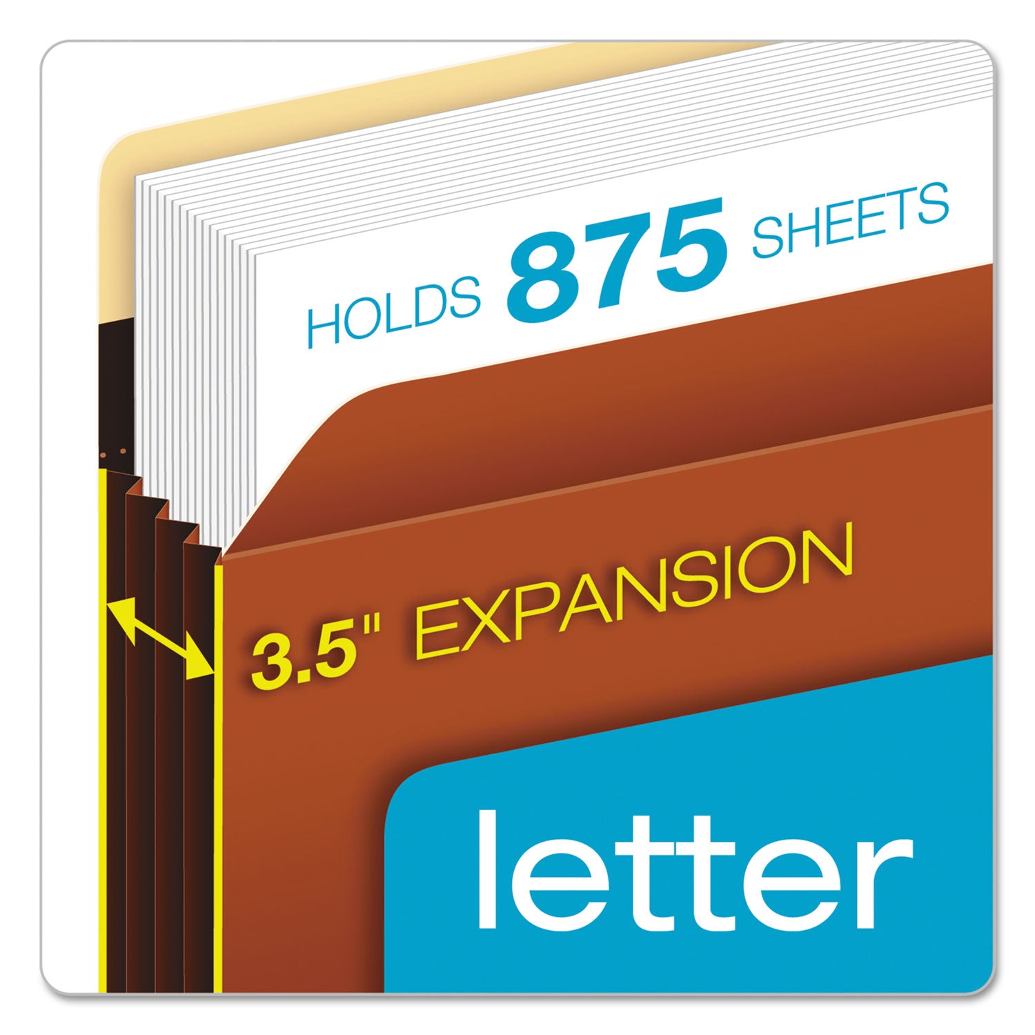 Heavy-Duty File Pockets, 3.5" Expansion, Letter Size, Redrope, 25/Box - 