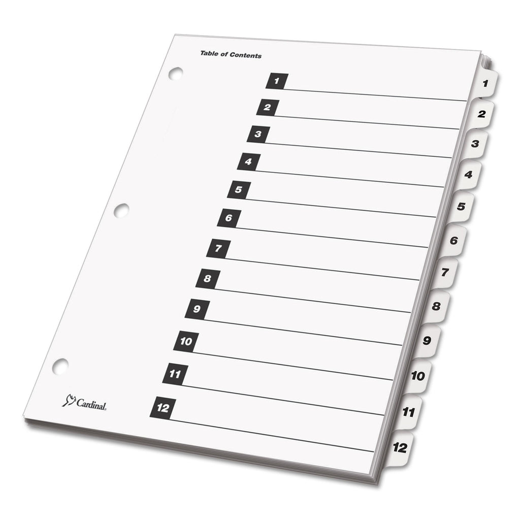 OneStep Printable Table of Contents and Dividers, 12-Tab, 1 to 12, 11 x 8.5, White, White Tabs, 1 Set - 