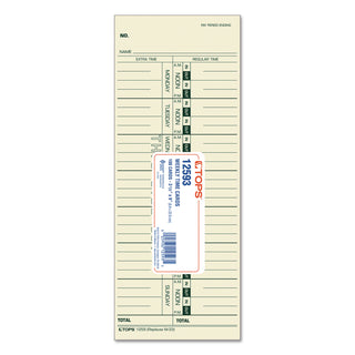 Time Clock Cards, Replacement for 10-800292/M-33, One Side, 3.5 x 9, 100/Pack - 