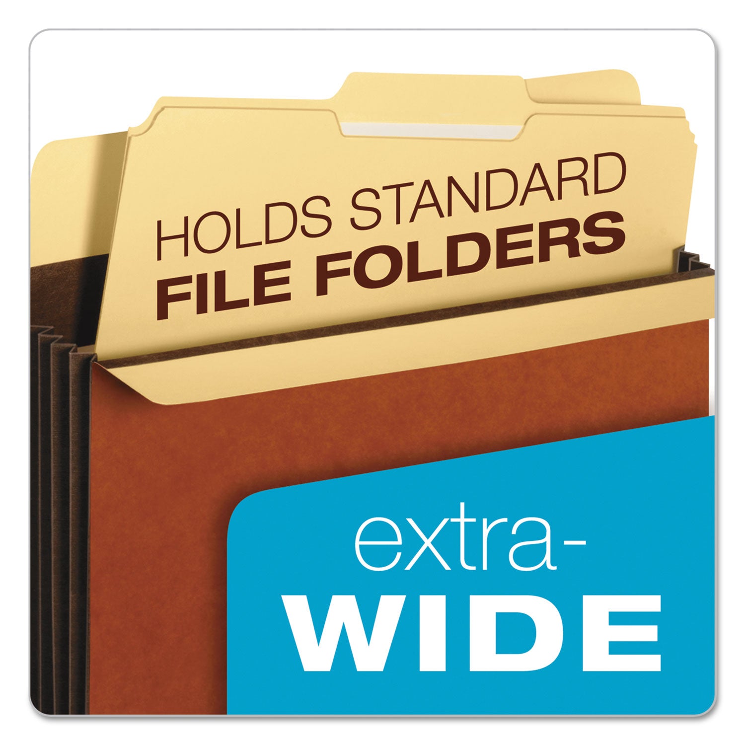 Extra-Wide Heavy-Duty File Pockets, 5.25" Expansion, Letter Size, Redrope, 10/Box - 